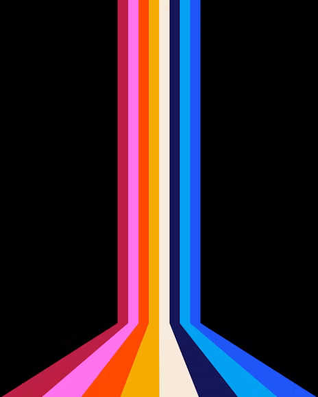 Colorful converging ribbons representing expressive and responsive web design